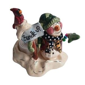 Blue Sky 'Bundle Up Frosty' Decor Tealight Christmas Candle Holder In Box Gift